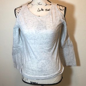 Loft grey cold shoulder bell sleeve top